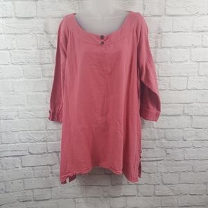 Soft Surroundings Raw Cotton 3/4th Sleeve Tunic